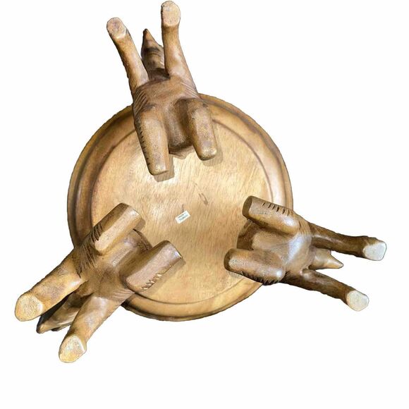 Natural Wood Elephant Serving Fruit Tray Bowl Food Dish Platter Plate Thailand - Picture 3 of 9